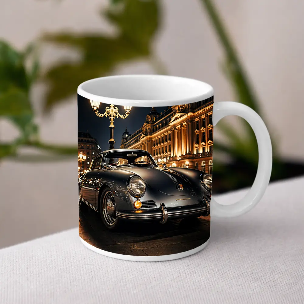 Vintage Porsche 356 Paris Night Street – Mugs