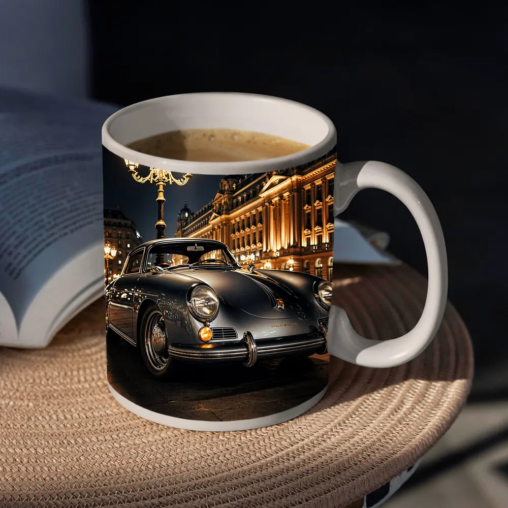 Vintage Porsche 356 Paris Night Street – Mugs