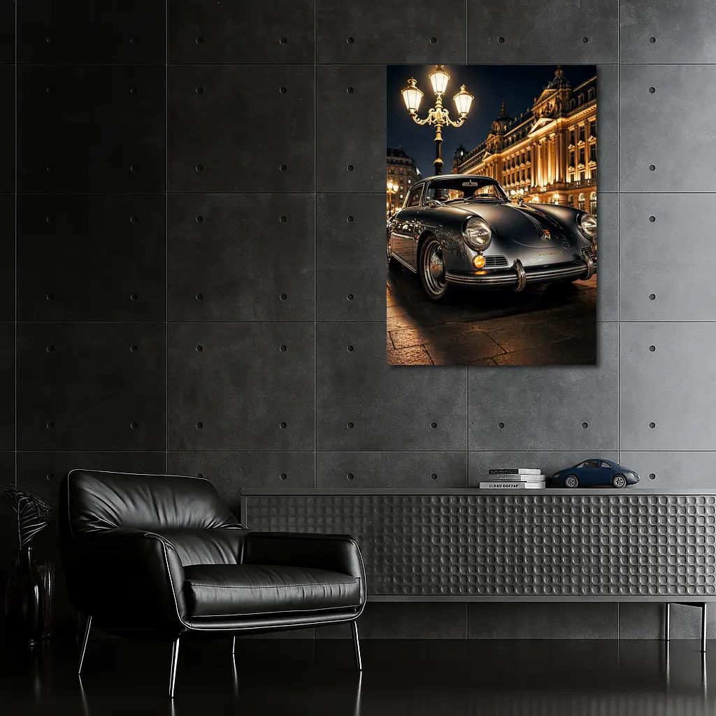 Vintage Porsche 356 Paris Night Street – Wall Art