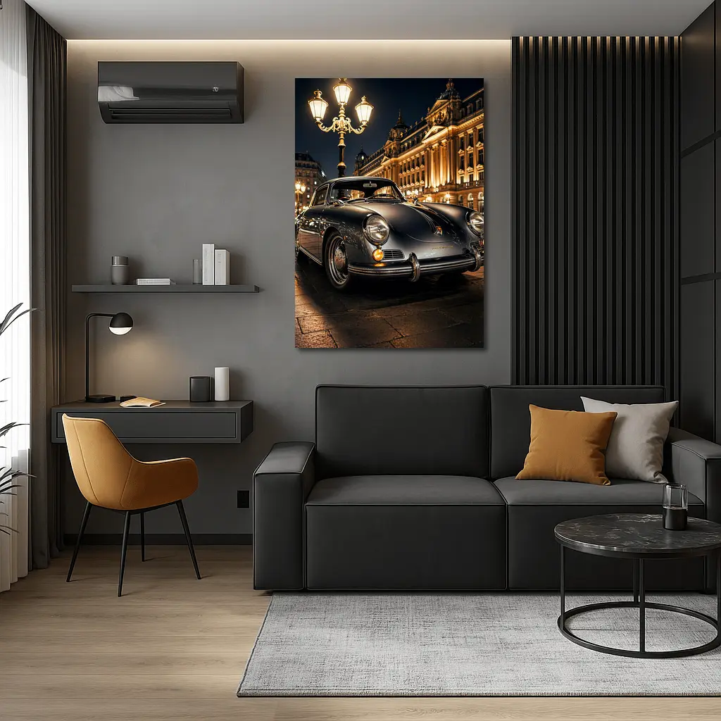 Vintage Porsche 356 Paris Night Street – Wall Art