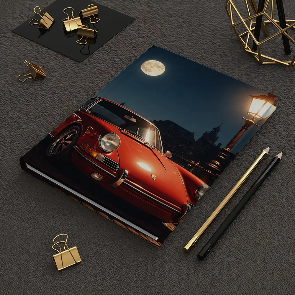 Red Porsche 911 Moonlit Canal Night – Notebooks