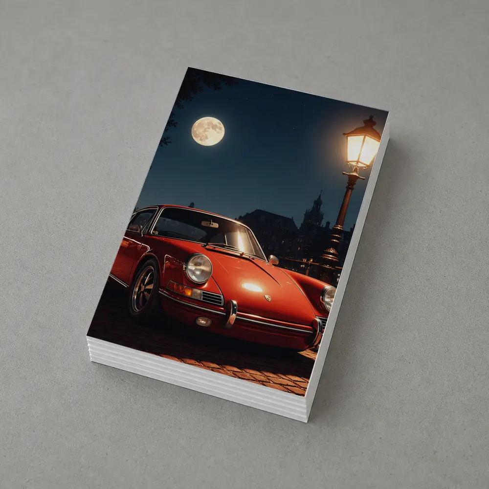 Red Porsche 911 Moonlit Canal Night – Postcards
