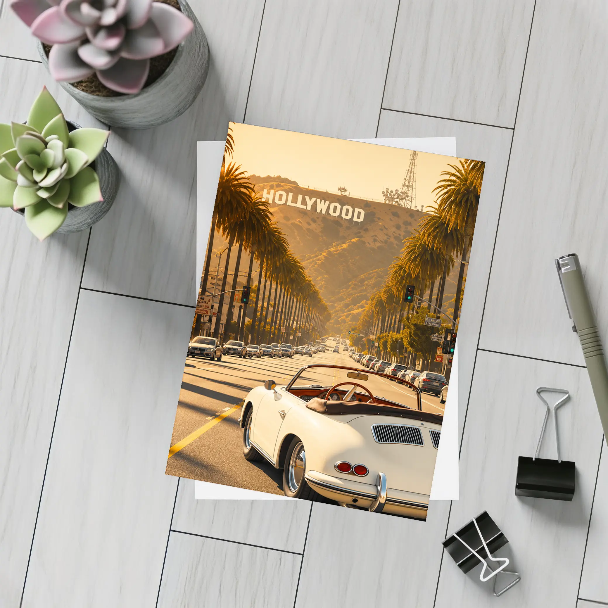 Porsche 356 Convertible Hollywood Boulevard Los Angeles – Postcards