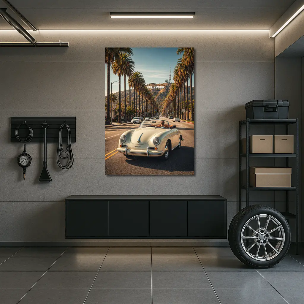 Porsche Speedster Cruising Hollywood Palm Boulevard – Wall Art