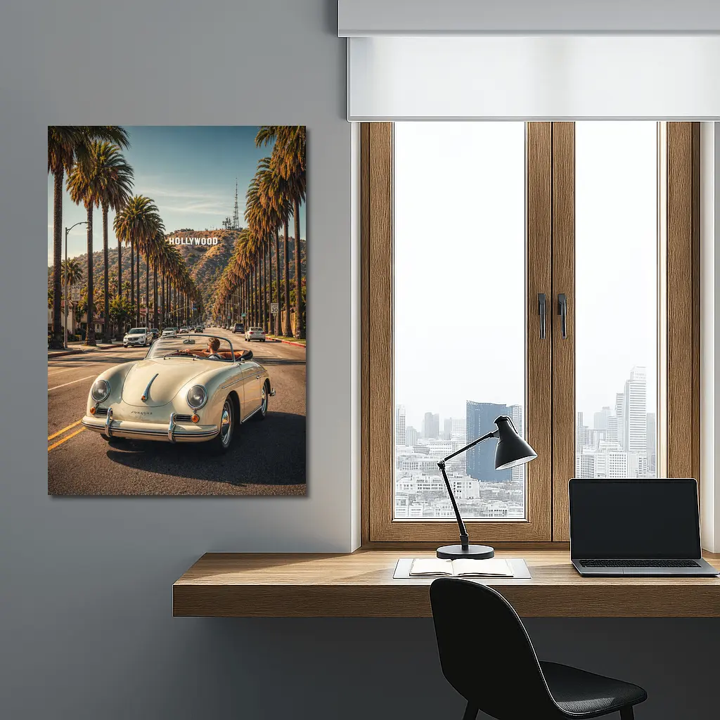 Porsche Speedster Cruising Hollywood Palm Boulevard – Wall Art