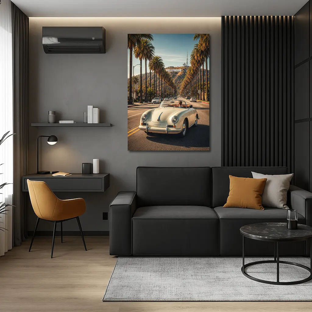 Porsche Speedster Cruising Hollywood Palm Boulevard – Wall Art