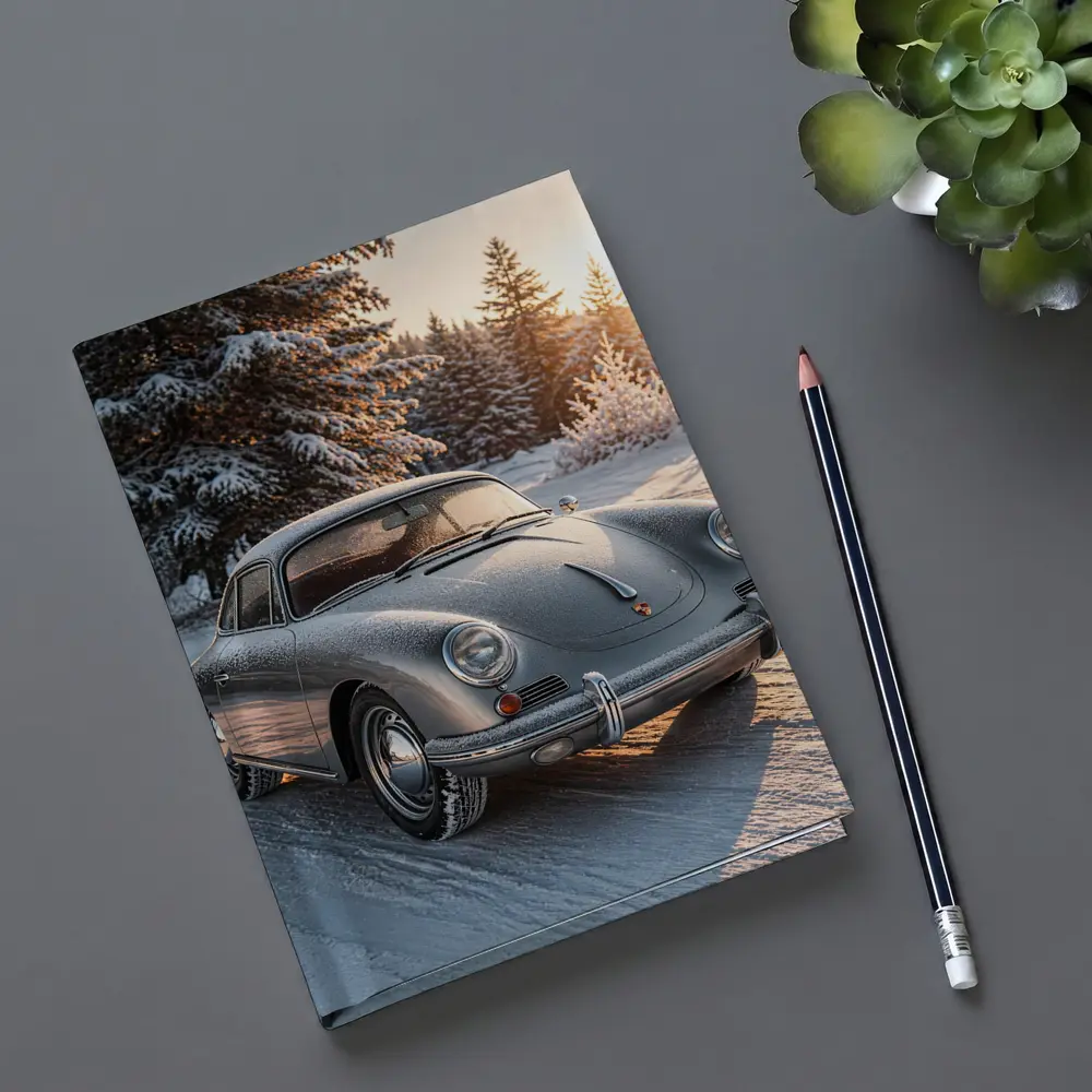 Porsche 356 Coupe Parked On Snowy Road – Notebooks