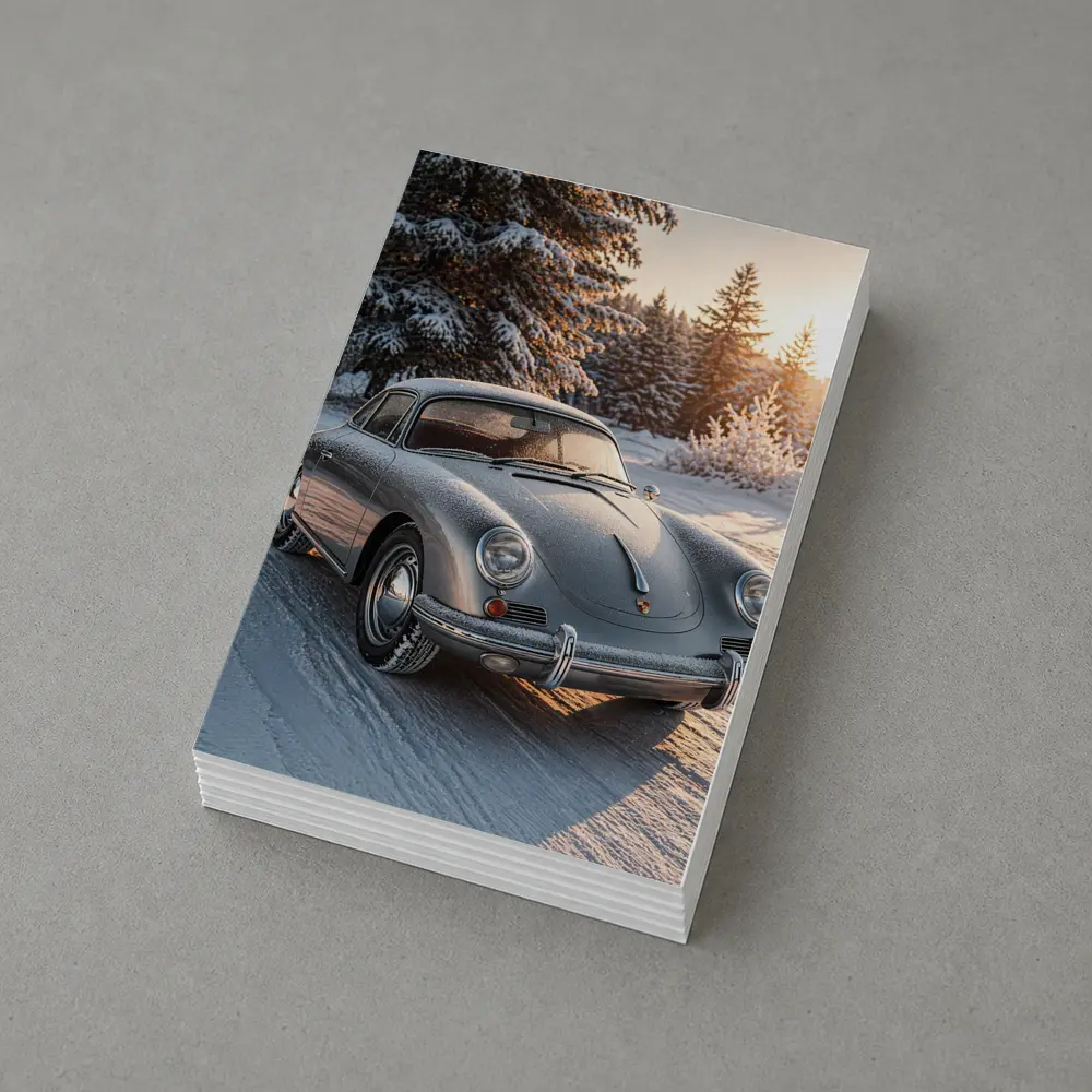 Porsche 356 Coupe Parked On Snowy Road – Postcards