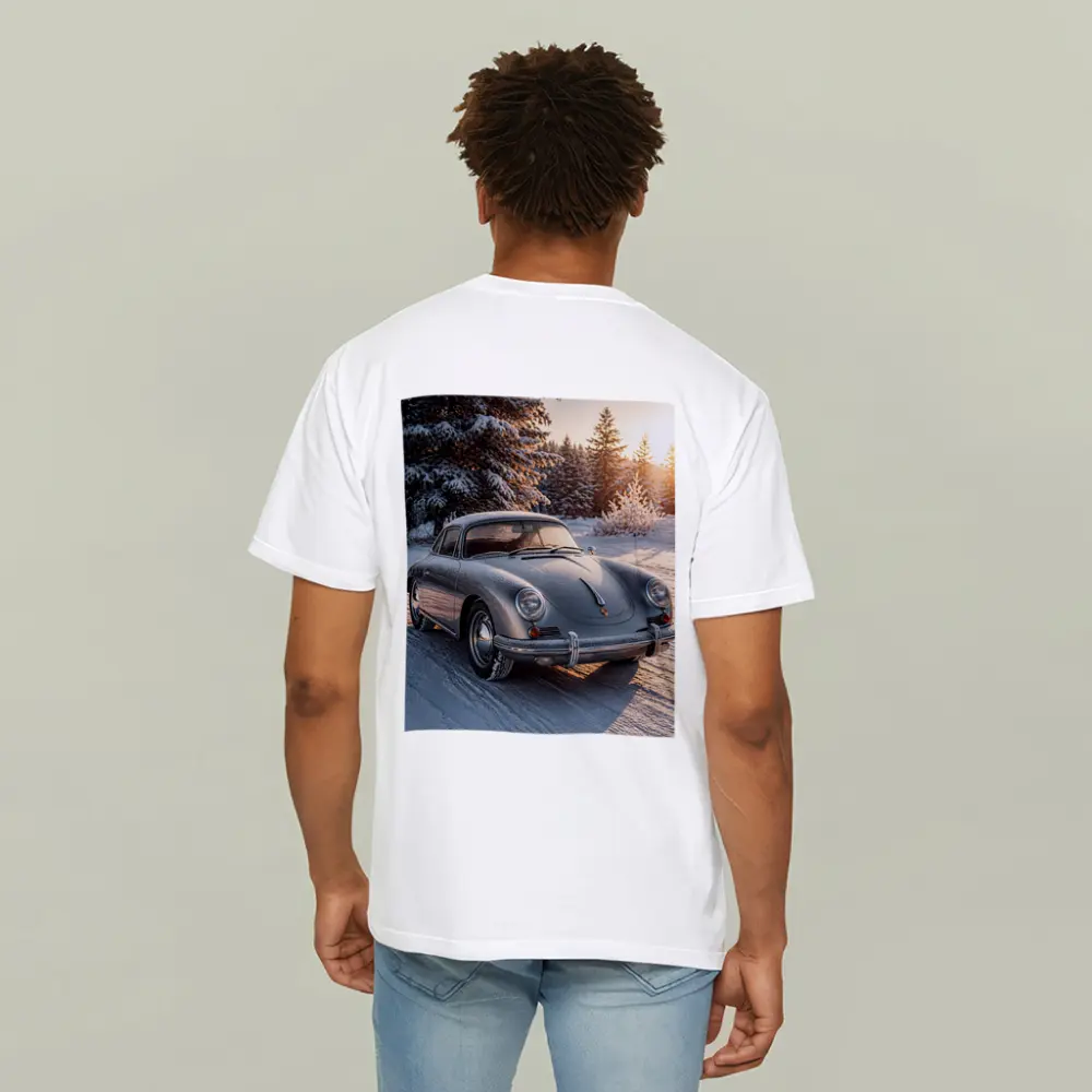 Porsche 356 Coupe Parked On Snowy Road – T-Shirts
