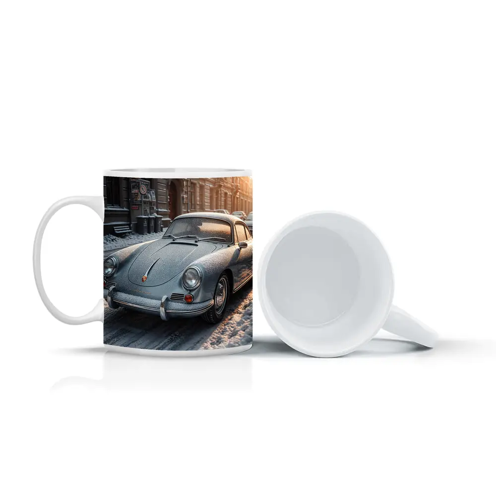 Porsche 356 Frosted On Winter City Street – Mugs