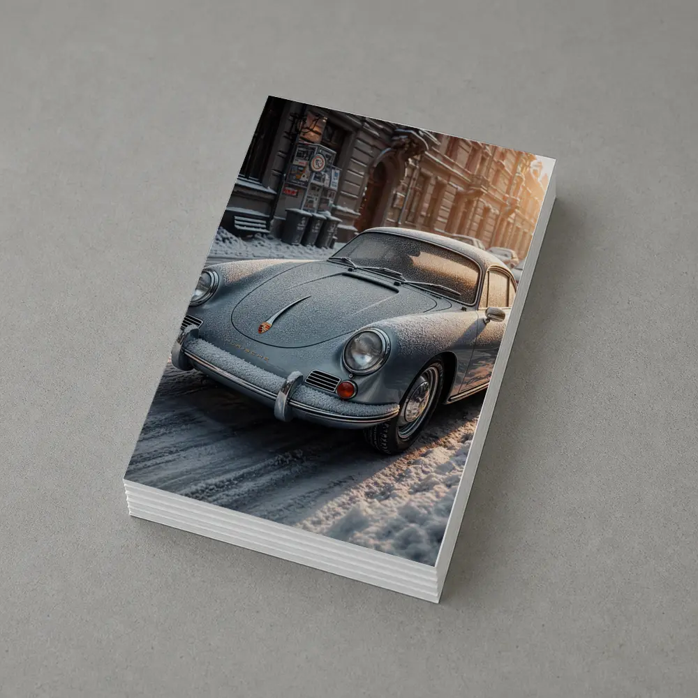 Porsche 356 Frosted On Winter City Street – Postcards