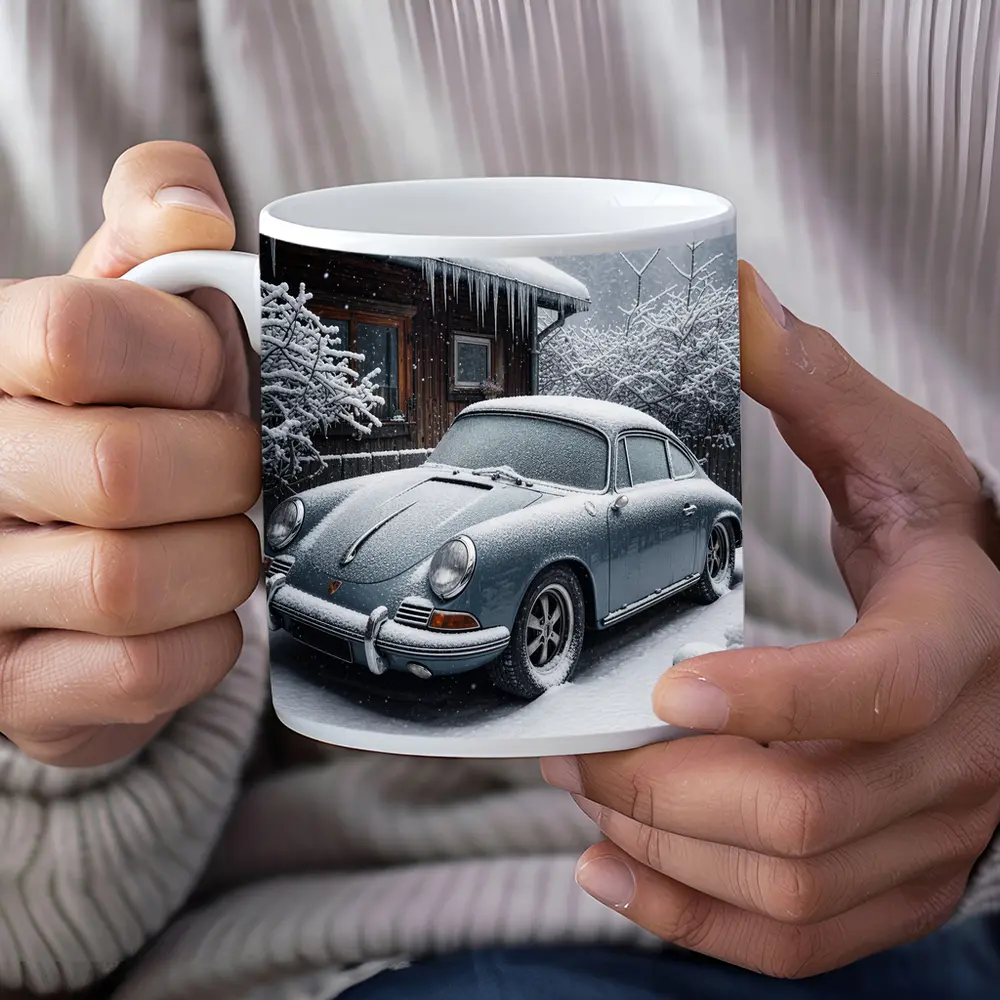 Porsche 356 Covered in Snow Winter – Mugs