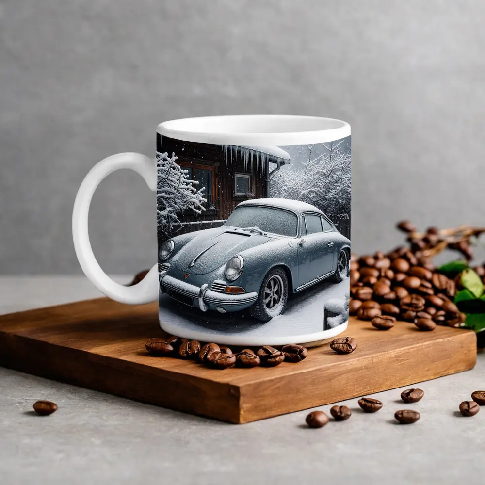Porsche 356 Covered in Snow Winter – Mugs