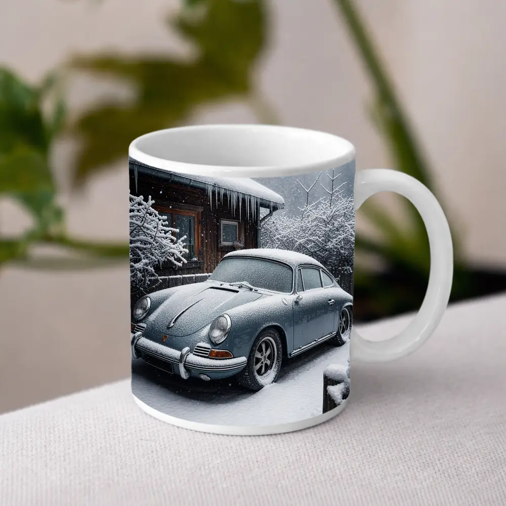 Porsche 356 Covered in Snow Winter – Mugs