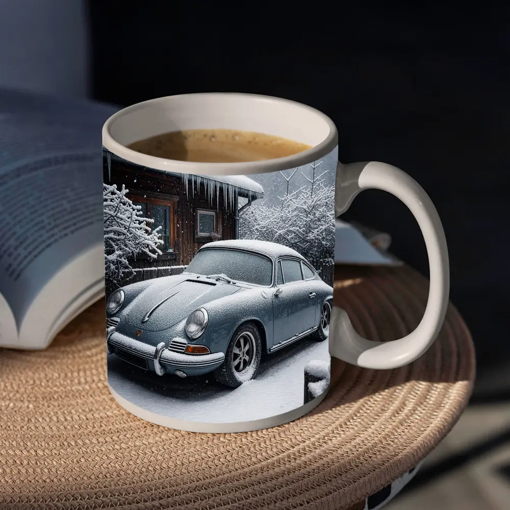 Porsche 356 Covered in Snow Winter – Mugs