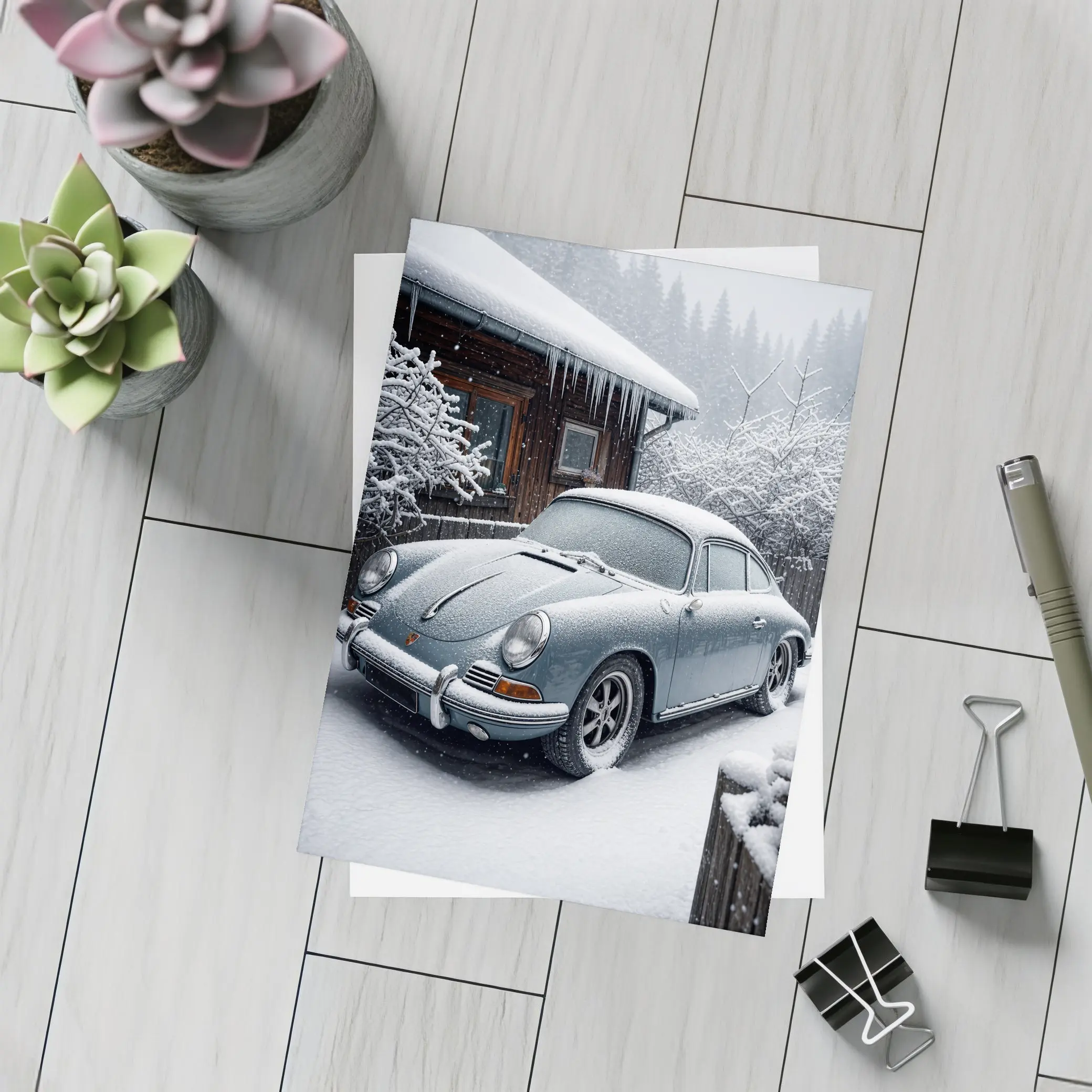 Porsche 356 Covered in Snow Winter – Postcards