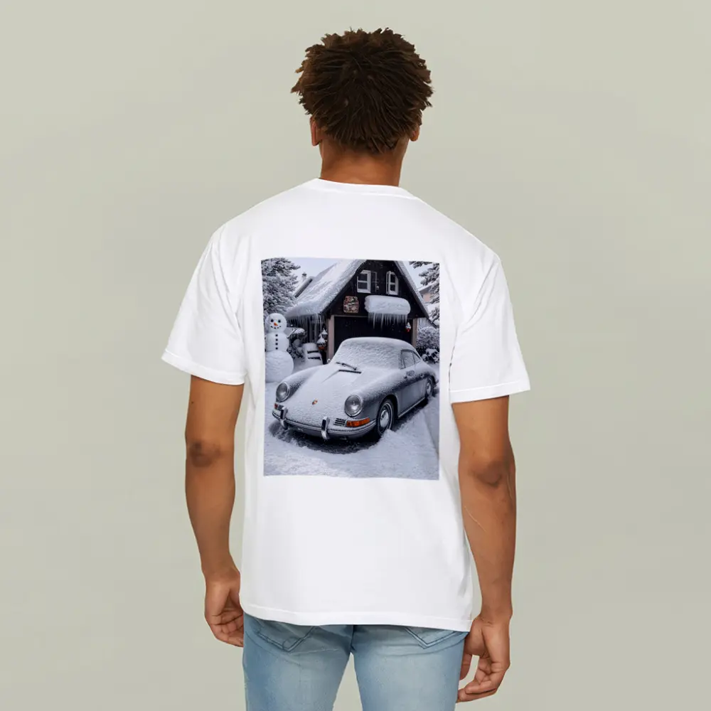 Vintage Porsche 911 Snow Covered Winter Garage – T-Shirts