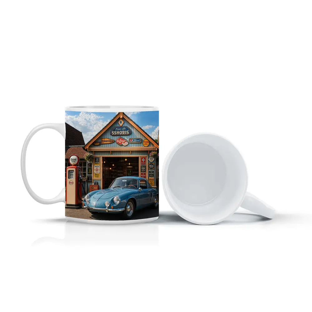 Vintage Renault Classic Car Retro Gas Station – Mugs