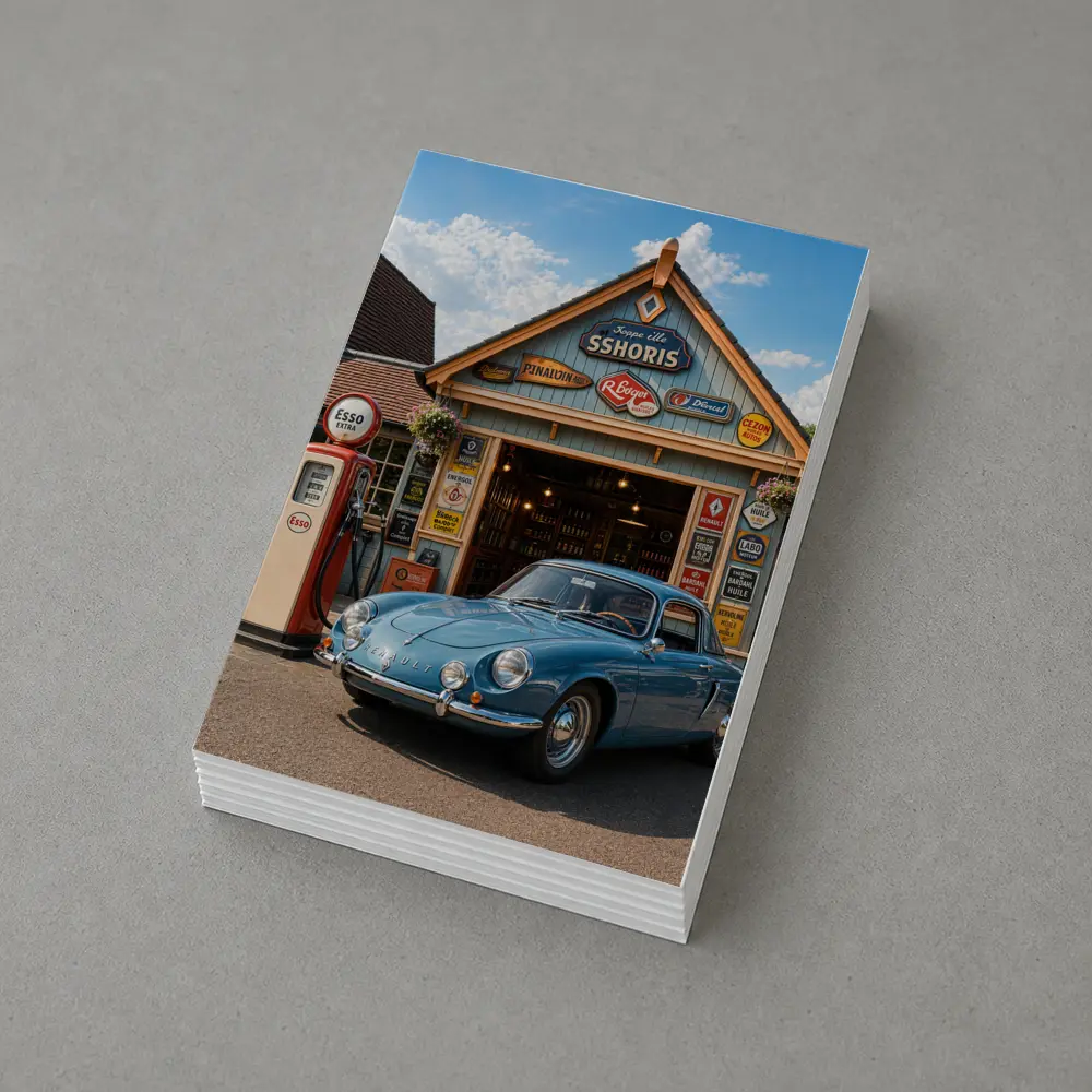 Vintage Renault Classic Car Retro Gas Station – Postcards