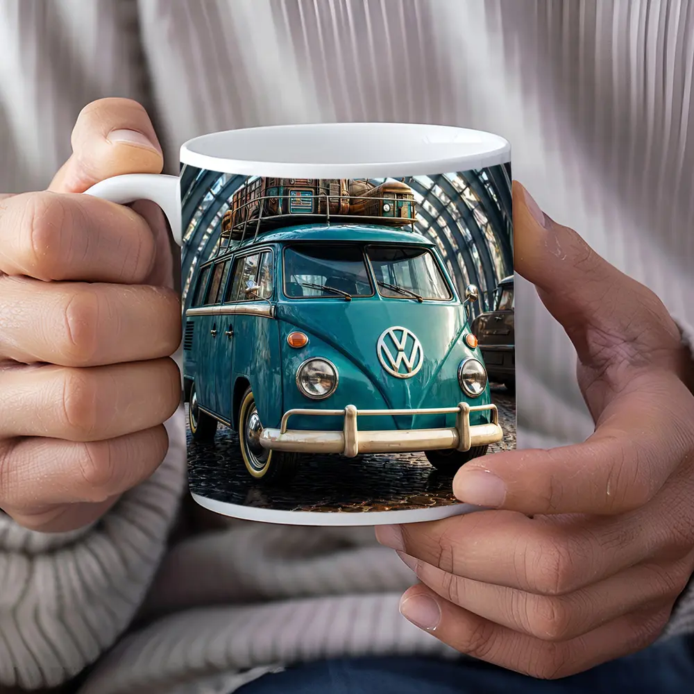Volkswagen Beetle Bus Teal Glass Tunnel – Mugs
