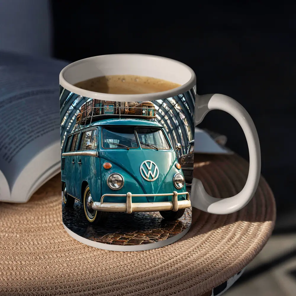 Volkswagen Beetle Bus Teal Glass Tunnel – Mugs