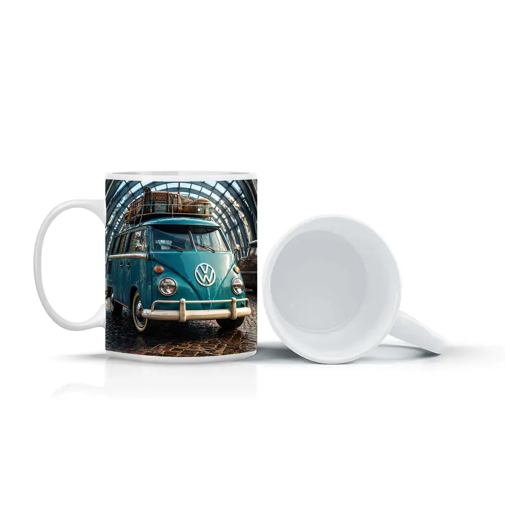 Volkswagen Beetle Bus Teal Glass Tunnel – Mugs