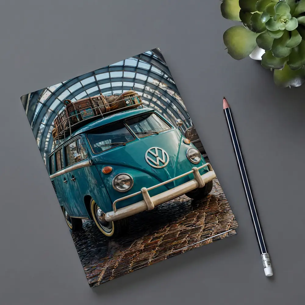 Volkswagen Beetle Bus Teal Glass Tunnel – Notebooks