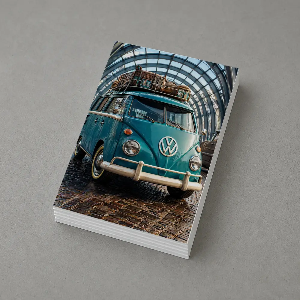 Volkswagen Beetle Bus Teal Glass Tunnel – Postcards