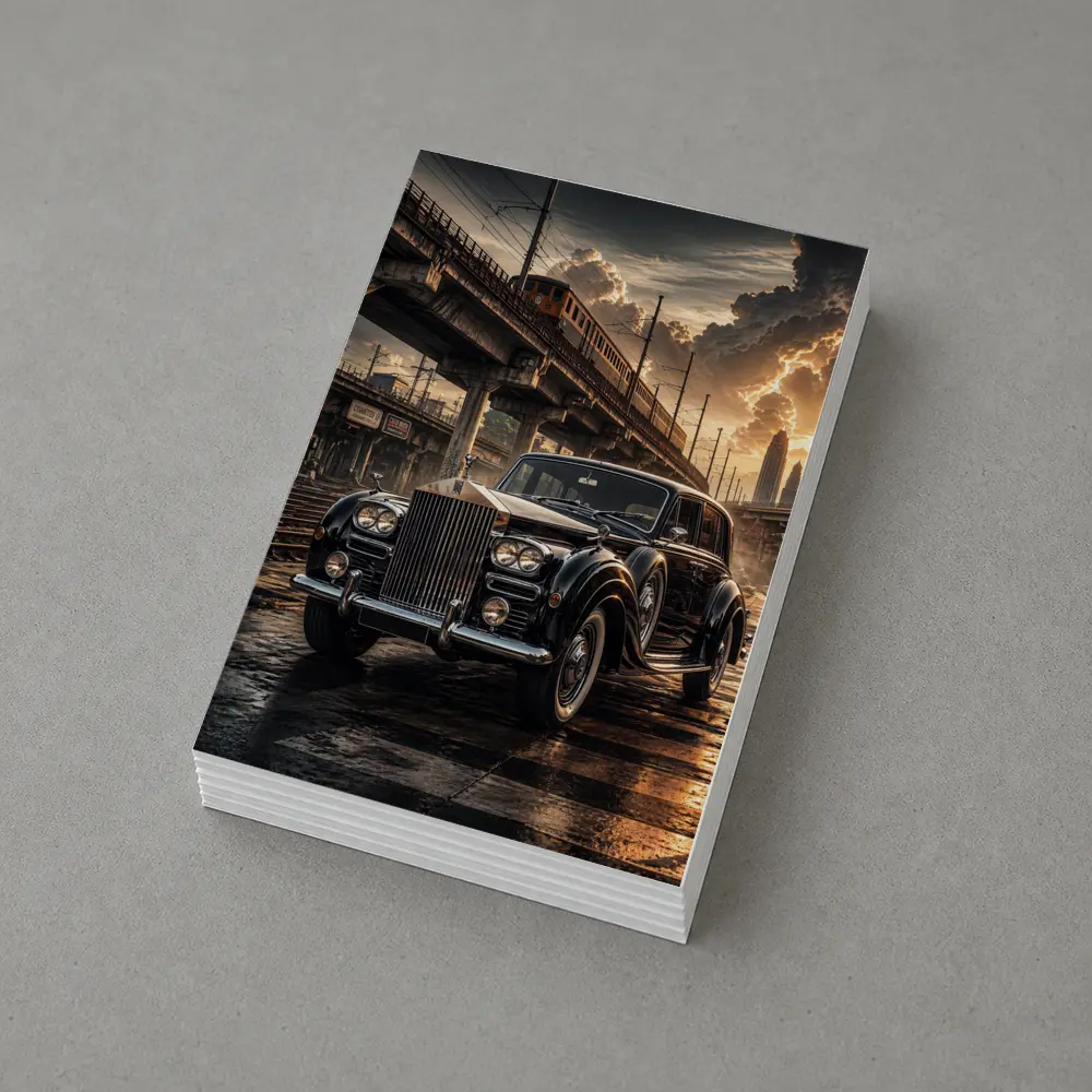 Rolls Royce Ghost Classic Black Industrial Sunset – Postcards
