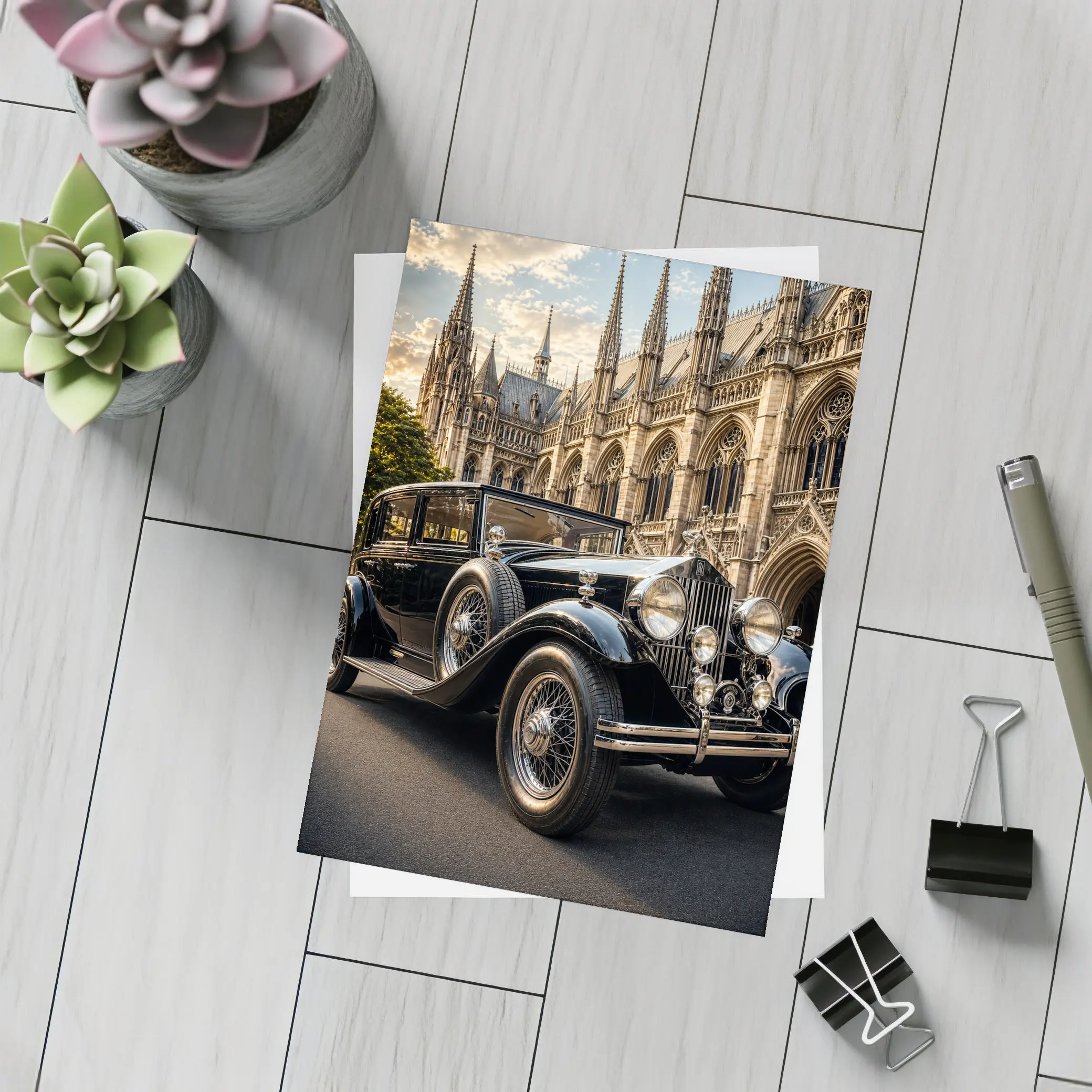 Vintage Rolls Royce Black Classic Gothic Cathedral – Postcards