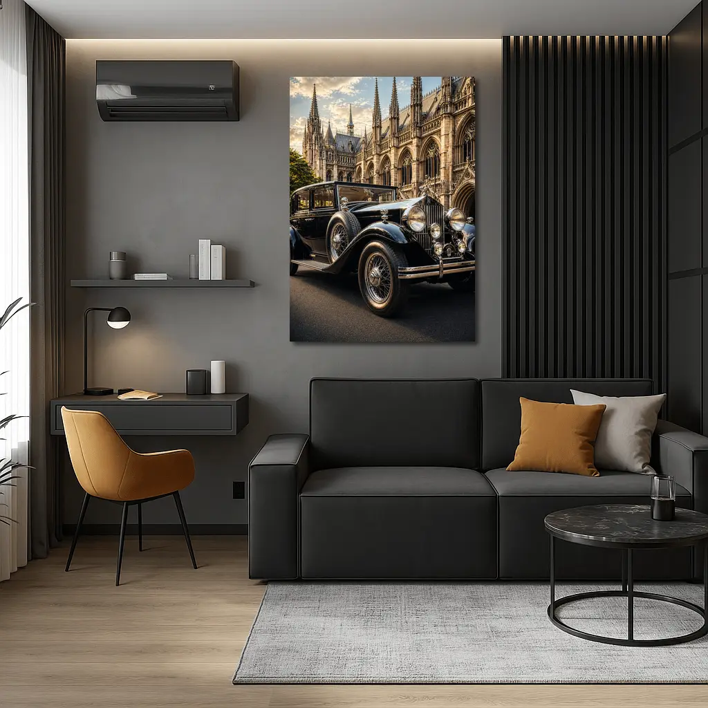 Vintage Rolls Royce Black Classic Gothic Cathedral – Wall Art