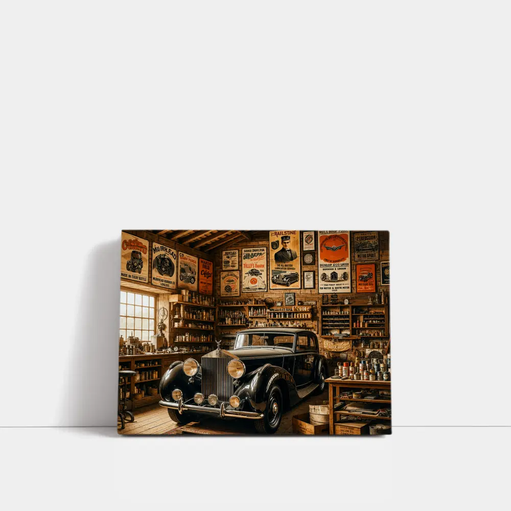 Vintage Rolls Royce Classic Garage Retro Setting – Wall Art
