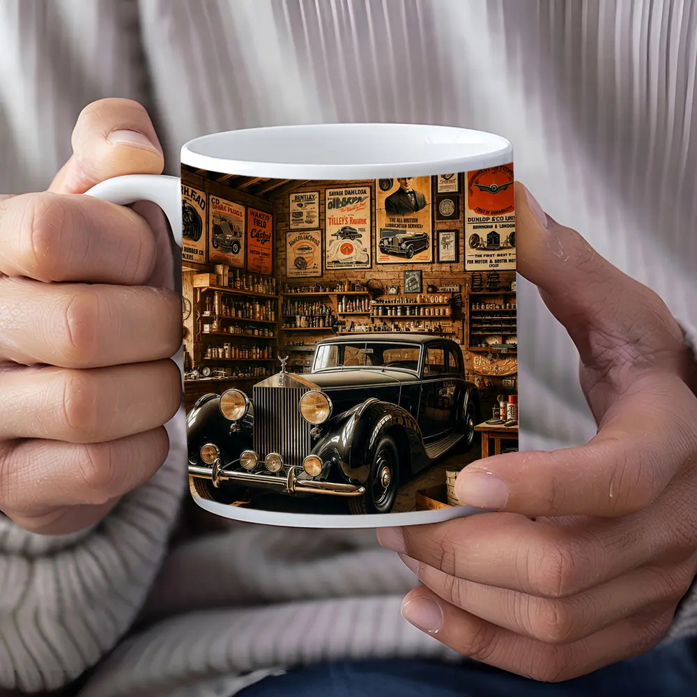 Vintage Rolls Royce Classic Garage Retro Setting – Mugs