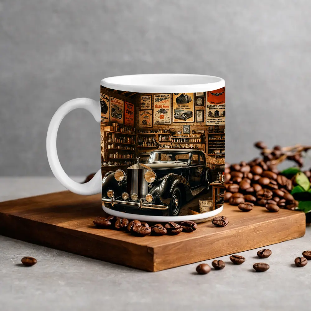 Vintage Rolls Royce Classic Garage Retro Setting – Mugs