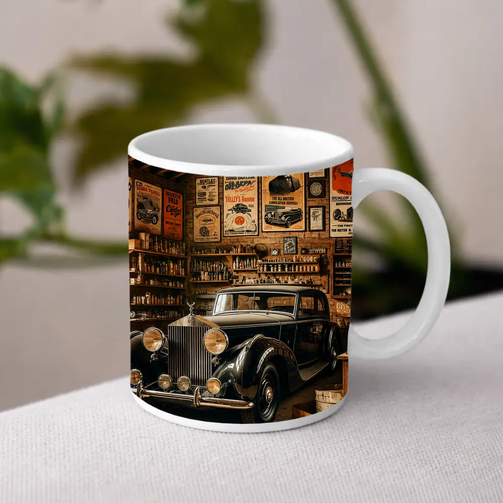 Vintage Rolls Royce Classic Garage Retro Setting – Mugs