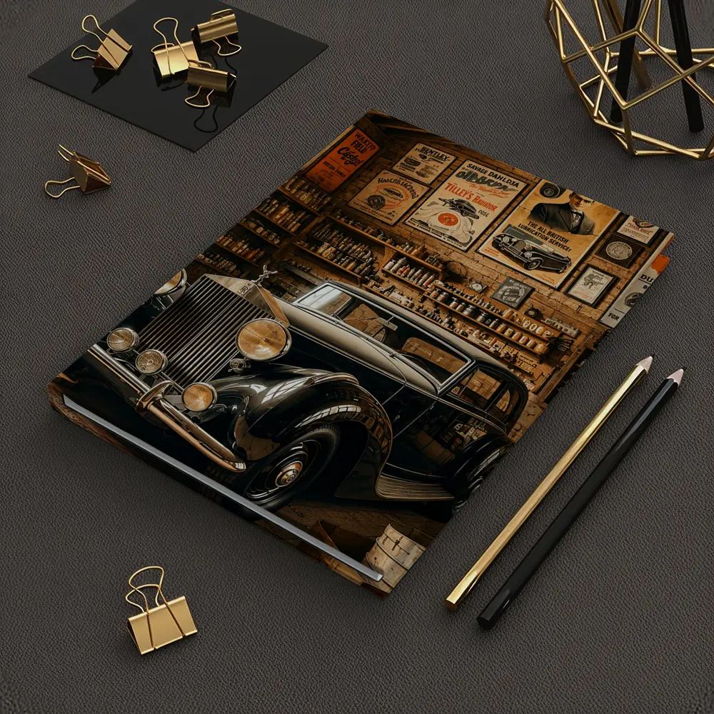 Vintage Rolls Royce Classic Garage Retro Setting – Notebooks