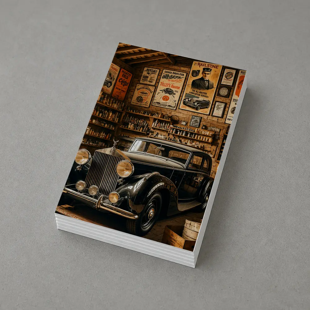 Vintage Rolls Royce Classic Garage Retro Setting – Postcards