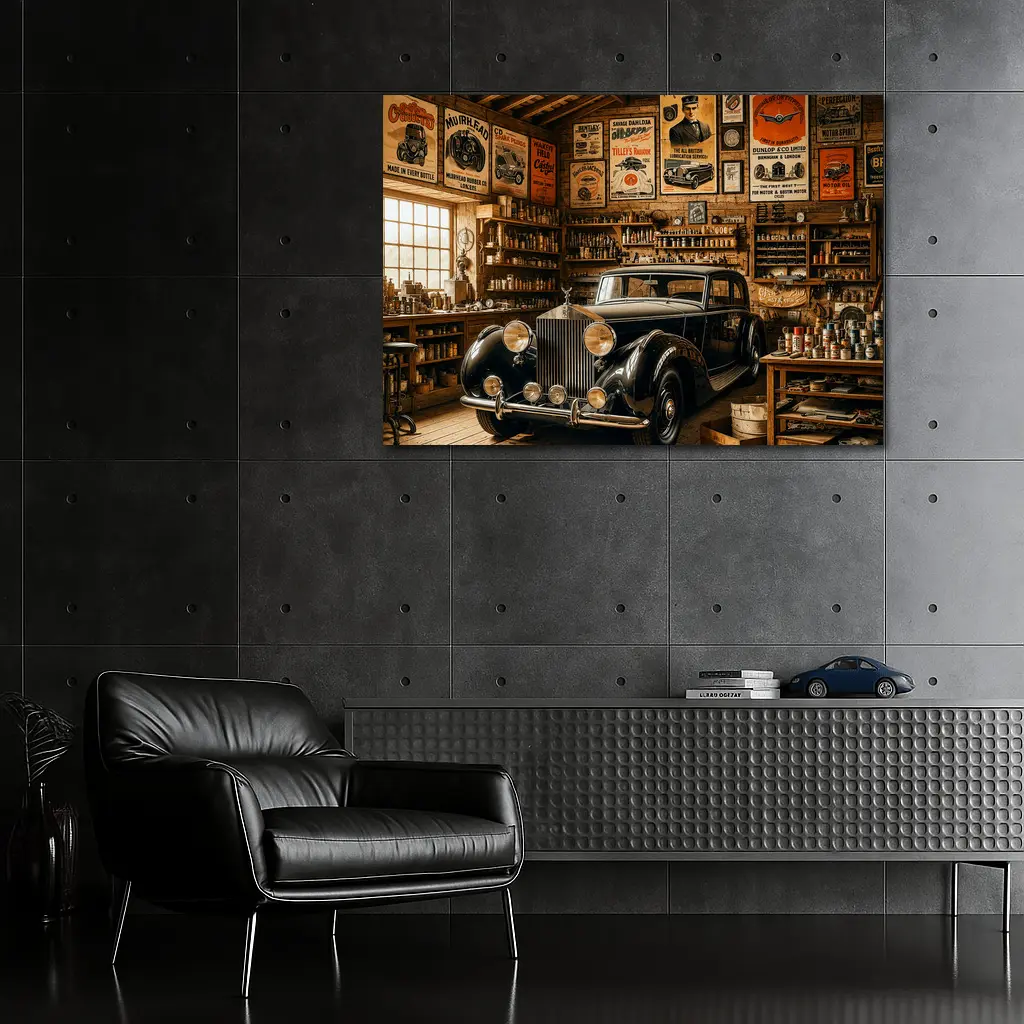 Vintage Rolls Royce Classic Garage Retro Setting – Wall Art