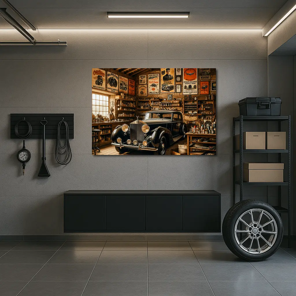 Vintage Rolls Royce Classic Garage Retro Setting – Wall Art