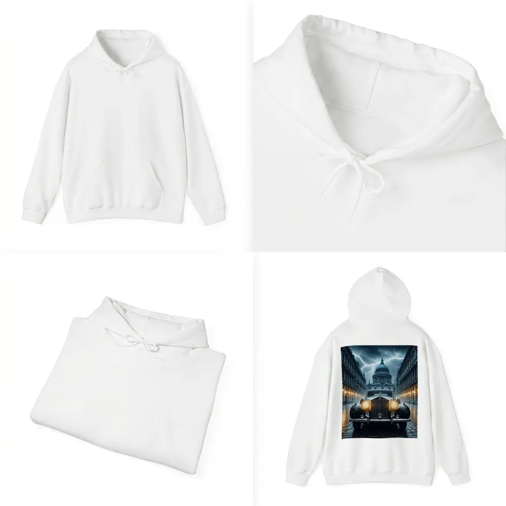 Rolls Royce Classic Car Rainy City Street – Hoodies