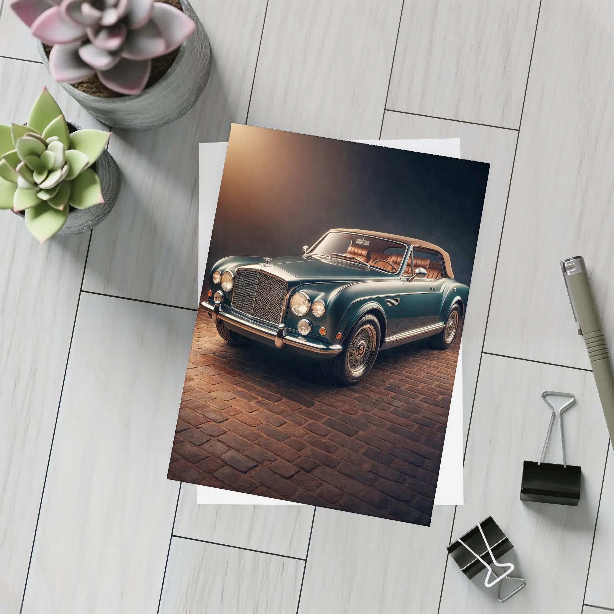 Classic Bentley Convertible Dark Studio Background – Postcards