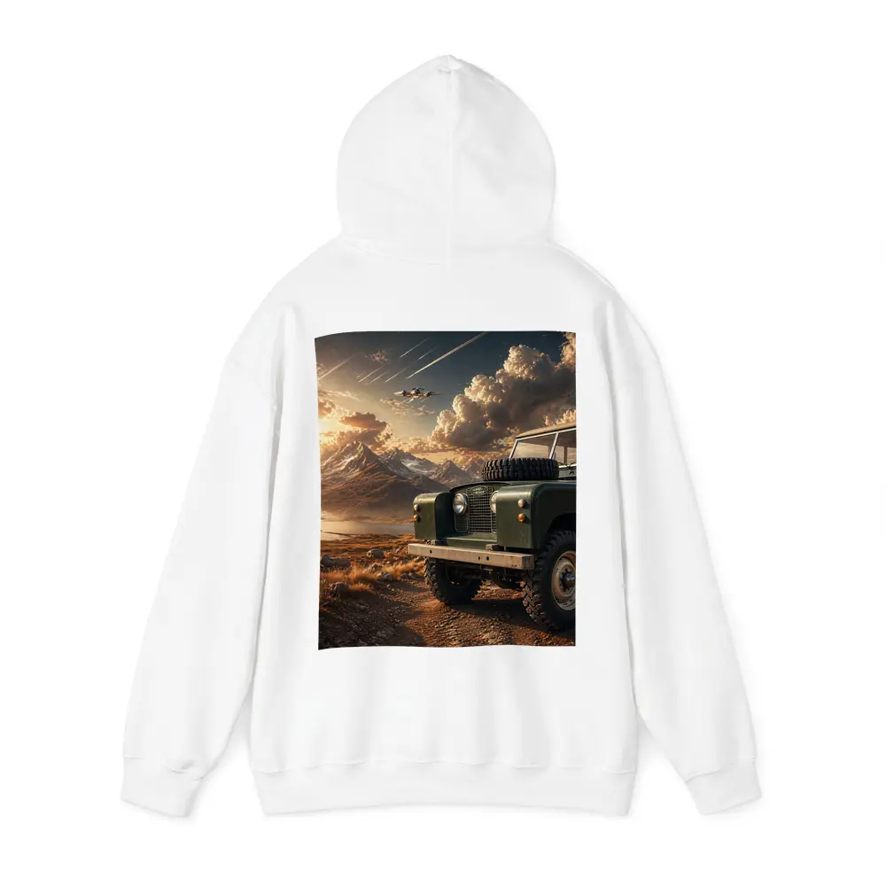 Land Rover Defender Dirt Road Mountain Sunset – Hoodies
