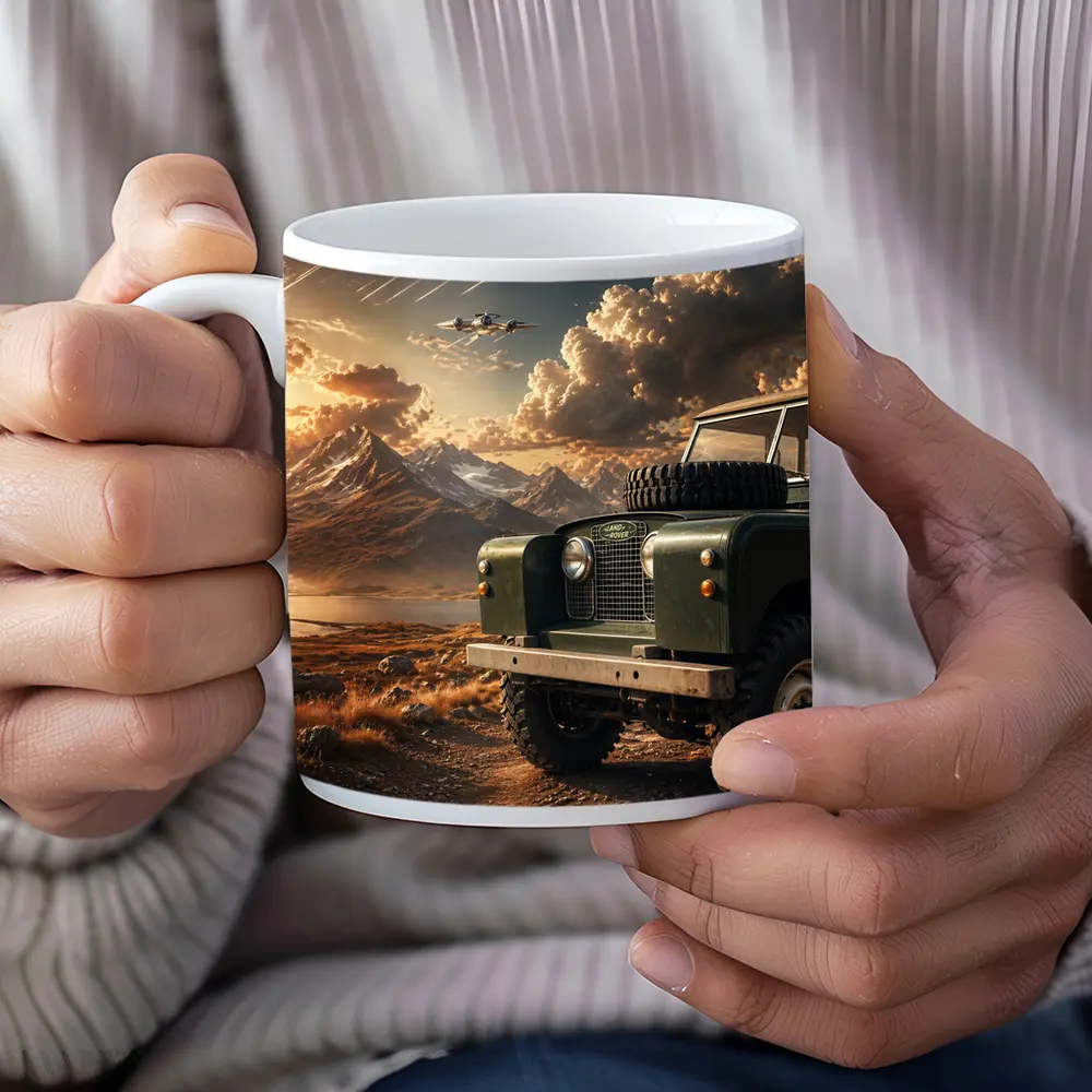 Land Rover Defender Dirt Road Mountain Sunset – Mugs