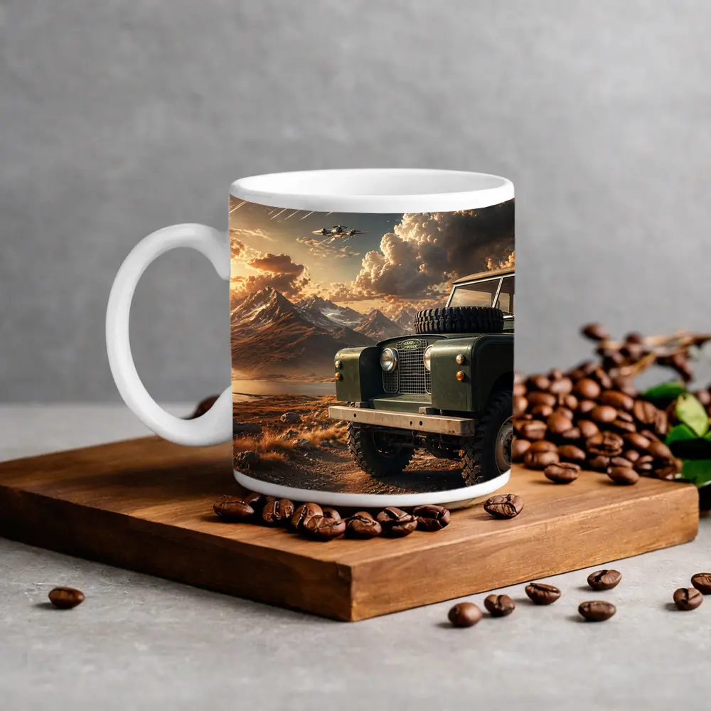 Land Rover Defender Dirt Road Mountain Sunset – Mugs
