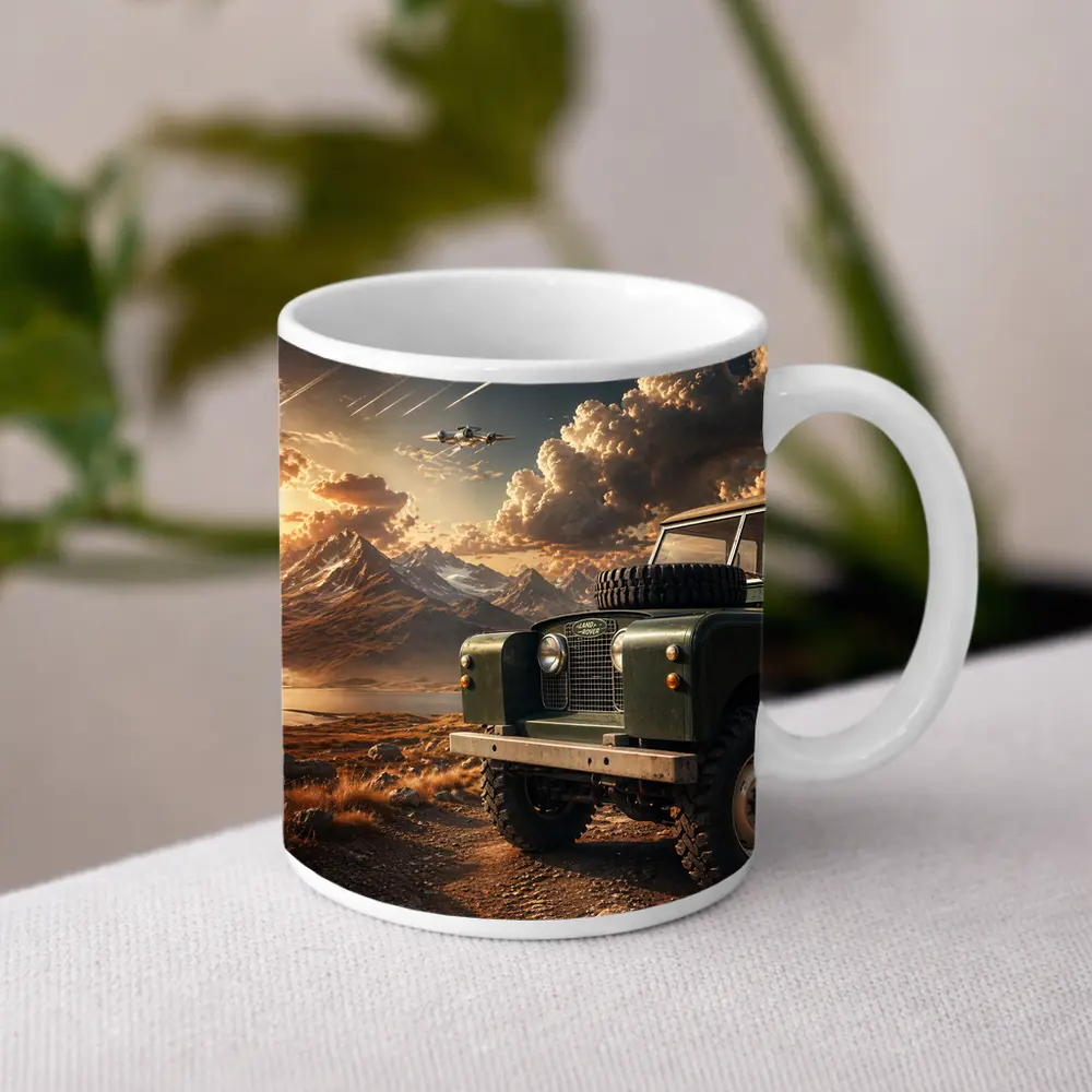 Land Rover Defender Dirt Road Mountain Sunset – Mugs