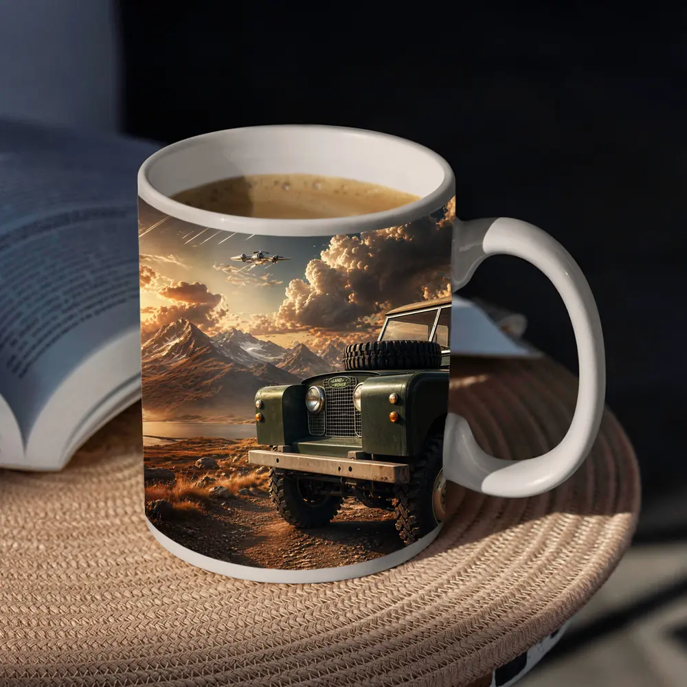 Land Rover Defender Dirt Road Mountain Sunset – Mugs