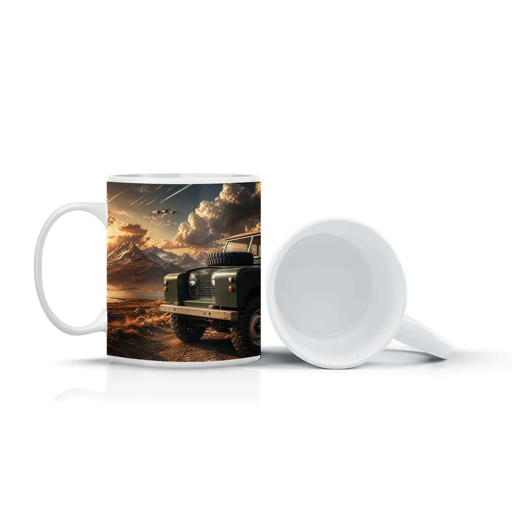 Land Rover Defender Dirt Road Mountain Sunset – Mugs