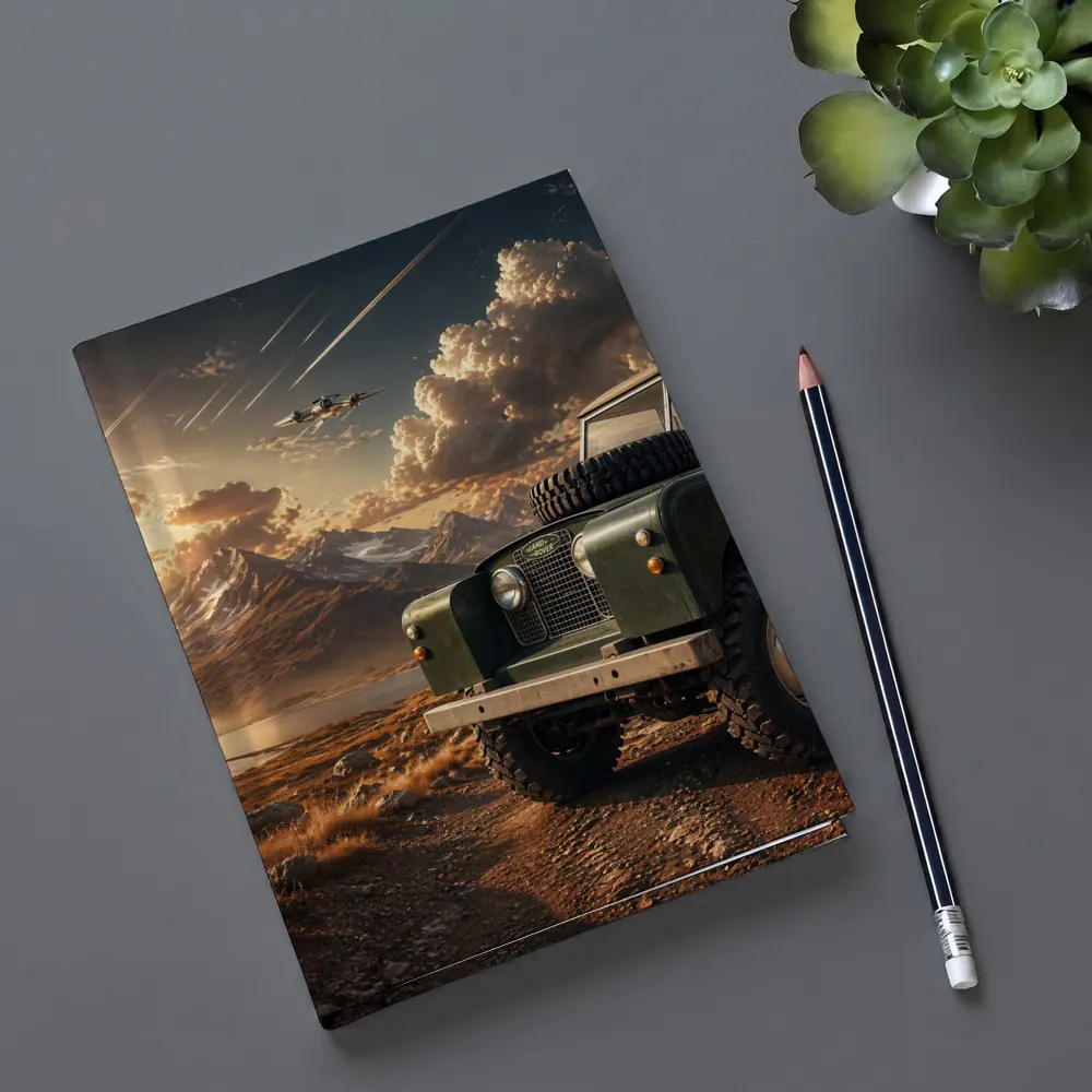 Land Rover Defender Dirt Road Mountain Sunset – Notebooks