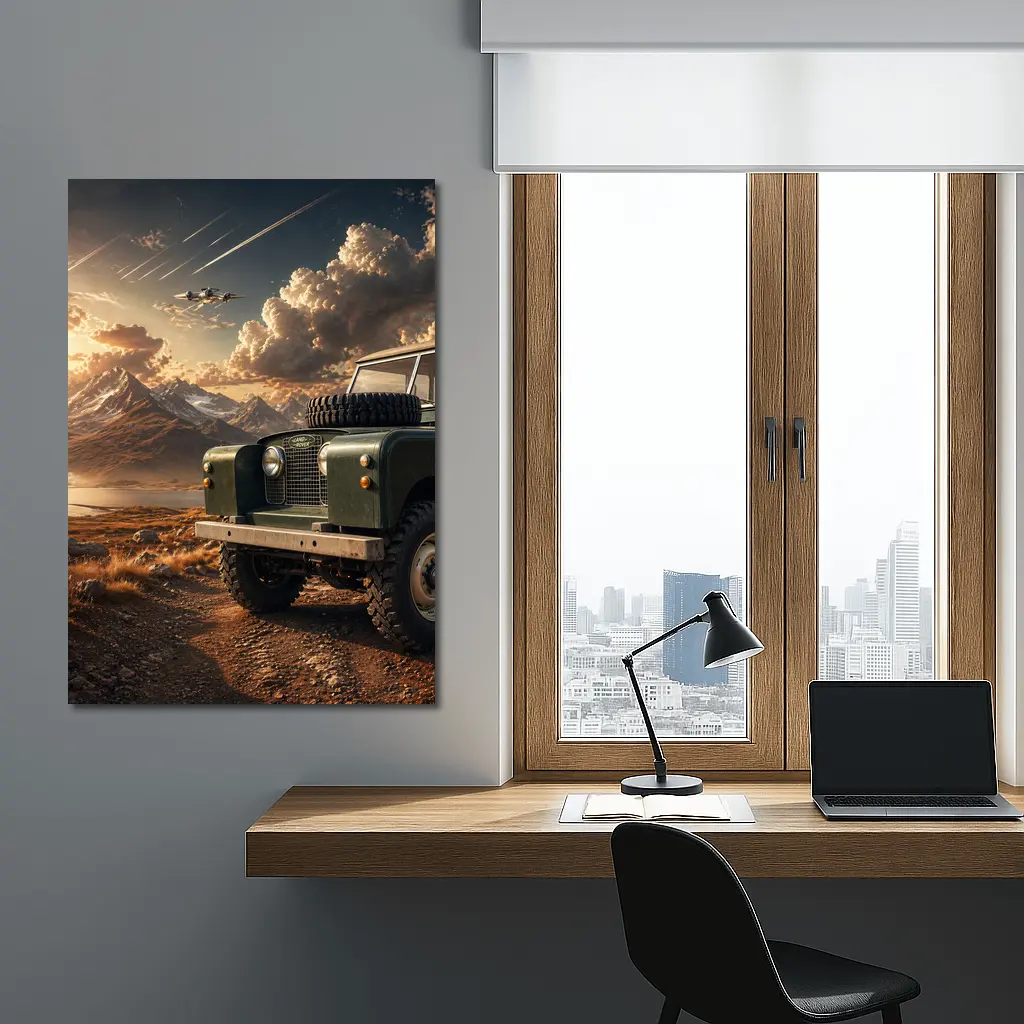 Land Rover Defender Dirt Road Mountain Sunset – Wall Art