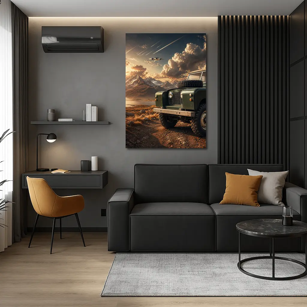 Land Rover Defender Dirt Road Mountain Sunset – Wall Art